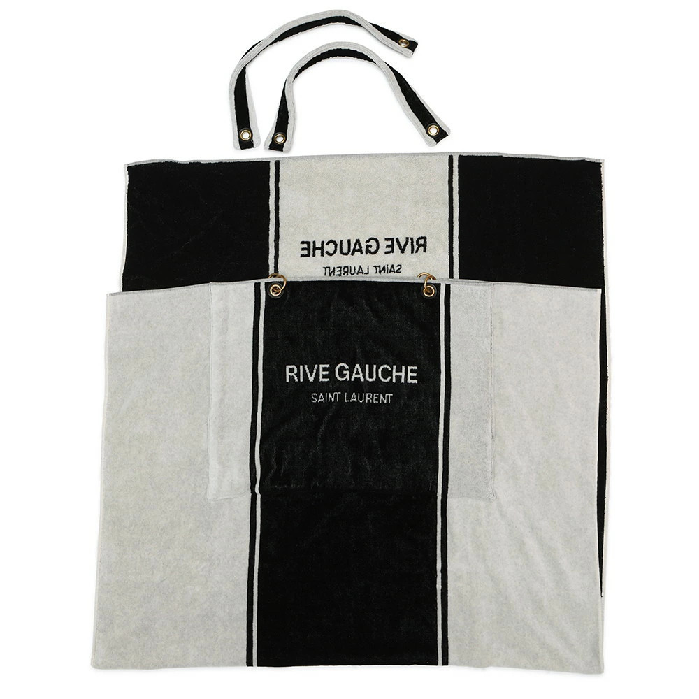 Saint Laurent Paris Tote Bag RIVE GAUCHE Towel Black White - Picture 6 of 12